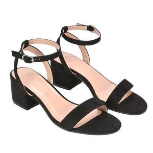 XY London Womens/Ladies Gemma Strappy Low Block Heel Sandals / Jet Black
